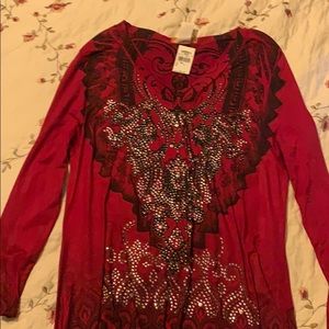 Silky red beaded dress